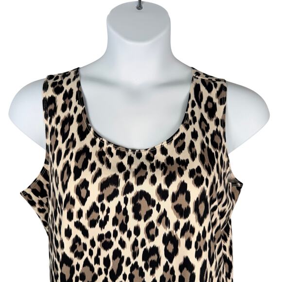 Chico's Tank Top Shell Womens 3 / US XL Animal Print Scoop Neck Nylon Stretch - Picture 2 of 13